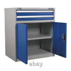 Armoire à outils industrielle à 2 tiroirs avec 1 étagère, double casier B Sealey API8810