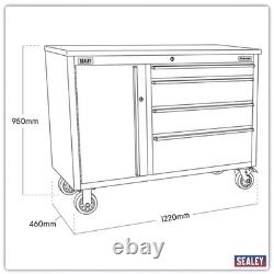 Armoire à outils mobile Sealey en acier inoxydable à 4 tiroirs AP4804SS
