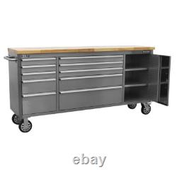Armoire à outils mobile en acier inoxydable Sealey 10 tiroirs et placard AP7210SS