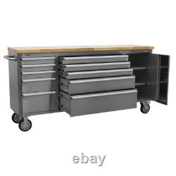 Armoire à outils mobile en acier inoxydable Sealey 10 tiroirs et placard AP7210SS