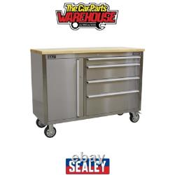 Armoire à outils mobile en acier inoxydable Sealey AP4804SS PremierT à 4 tiroirs