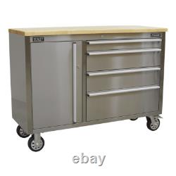 Armoire à outils mobile en acier inoxydable Sealey AP4804SS PremierT à 4 tiroirs