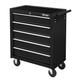 Armoire &agrave; Outils Noire &agrave; Roulettes &agrave; 5 Tiroirs, Coffre De Rangement Pour Garage Et Atelier<br/>