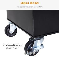 Armoire à outils roulante à 4 tiroirs avec double porte en acier DURHAND sur roues noires
