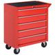 Armoire &agrave; Outils Roulante Avec Coffret De Rangement, 5 Tiroirs, Roulettes, Pour Garage Et Atelier, Rouge