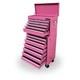 Armoire &agrave; Outils Roulante En Acier, Coffre 16 Tiroirs, Rose Brillant, Us Pro Tools