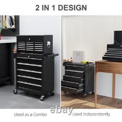Armoire à outils roulante verrouillable avec 14 tiroirs noire