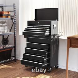 Armoire à outils roulante verrouillable avec 14 tiroirs noire