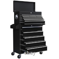 Armoire à outils roulante verrouillable avec 14 tiroirs noire