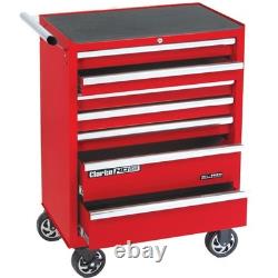 Armoire à outils sur roulettes à 7 tiroirs, coffre de rangement portable, équipement d'atelier DIY, rouge