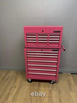 Armoire à outils sur roulettes en acier, coffre de 13 tiroirs, rose brillant, Us Pro Tools