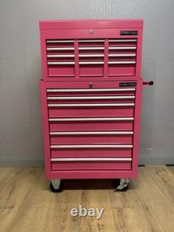Armoire à outils sur roulettes en acier, coffre de 13 tiroirs, rose brillant, Us Pro Tools