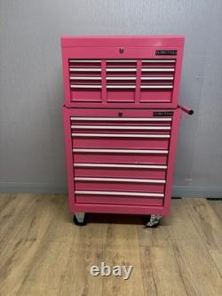 Armoire à outils sur roulettes en acier, coffre de 13 tiroirs, rose brillant, Us Pro Tools