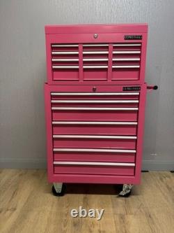 Armoire à outils sur roulettes en acier, coffre de 13 tiroirs, rose brillant, Us Pro Tools