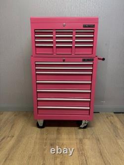 Armoire à outils sur roulettes en acier, coffre de 13 tiroirs, rose brillant, Us Pro Tools
