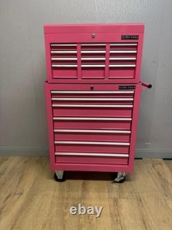 Armoire à outils sur roulettes en acier, coffre de 13 tiroirs, rose brillant, Us Pro Tools