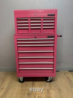 Armoire à outils sur roulettes en acier, coffre de 13 tiroirs, rose brillant, Us Pro Tools