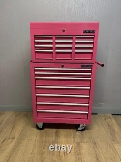 Armoire à outils sur roulettes en acier, coffre de 13 tiroirs, rose brillant, Us Pro Tools