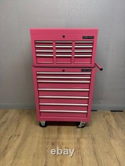 Armoire à outils sur roulettes en acier, coffre de 13 tiroirs, rose brillant, Us Pro Tools