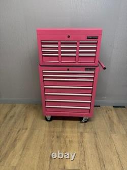 Armoire à outils sur roulettes en acier, coffre de 13 tiroirs, rose brillant, Us Pro Tools