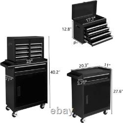 Armoire à outils sur roulettes robuste, coffre de rangement pour garage/atelier, 5 tiroirs, noir Armoire à outils sur roulettes robuste, coffre de rangement pour garage/atelier, 5 tiroirs, noir