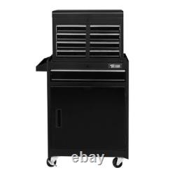 Armoire à outils sur roulettes robuste, coffre de rangement pour garage/atelier, 5 tiroirs, noir
