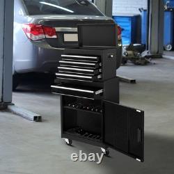 Armoire à outils sur roulettes robuste, coffre de rangement pour garage/atelier, 5 tiroirs, noir