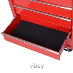 Armoire à outils sur roulettes rouge à 5 tiroirs, rangement mobile durable pour garage et atelier