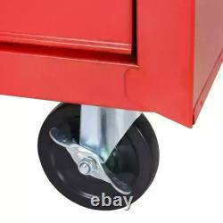 Armoire à outils sur roulettes rouge à 5 tiroirs, rangement mobile durable pour garage et atelier