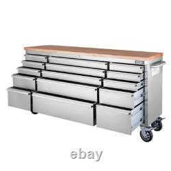 Armoire d’atelier en acier inoxydable avec 15 tiroirs pour garage et établi coffre à outils