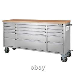 Armoire d’atelier en acier inoxydable avec 15 tiroirs pour garage et établi coffre à outils