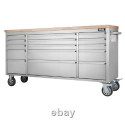 Armoire d’atelier en acier inoxydable avec 15 tiroirs pour garage et établi coffre à outils