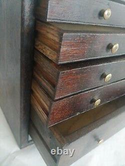 Armoire d'outils de menuisier vintage en bois massif avec tiroirs de coffre à outils de génie civil
