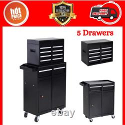 Armoire de rangement à outils de garage avec 5 tiroirs, coffre pour mécanicien, chariot de rangement