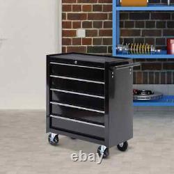 Armoire de rangement à outils en acier 5 tiroirs verrouillable avec roues et poignée, 2 clés, garage