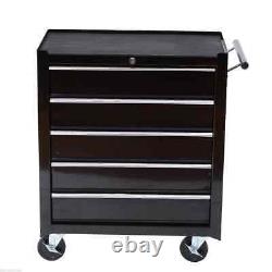 Armoire de rangement à outils en acier 5 tiroirs verrouillable avec roues et poignée, 2 clés, garage