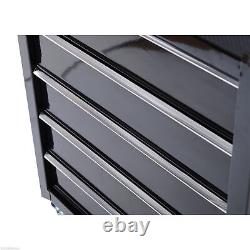 Armoire de rangement à outils en acier à 5 tiroirs verrouillable avec roues et poignée garage noire
