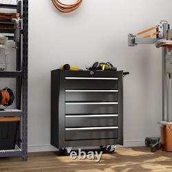 Armoire de rangement à outils en acier à 5 tiroirs, verrouillable, avec roulettes, poignée et 2 clés pour garage