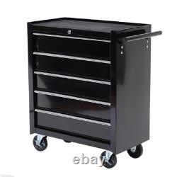Armoire de rangement à outils en acier robuste à 5 tiroirs avec roues et verrou pour garage
