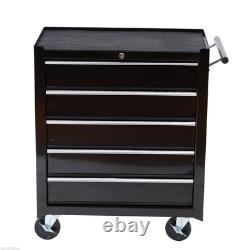 Armoire de rangement à outils en acier robuste à 5 tiroirs avec roues et verrou pour garage