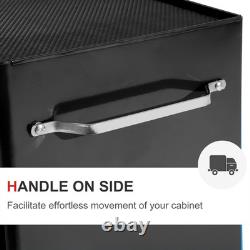 Armoire de rangement à outils en acier verrouillable à 5 tiroirs avec roulettes, poignée et 2 clés