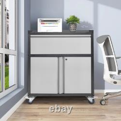 Armoire de rangement à outils mobile en métal, classeurs de bureau avec portes verrouillables et clés