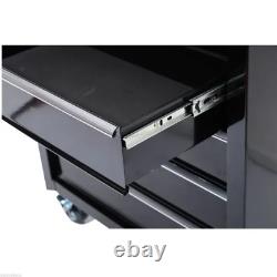 Armoire de rangement d'outils en acier à 5 tiroirs verrouillable avec poignée à roulettes pour garage noir