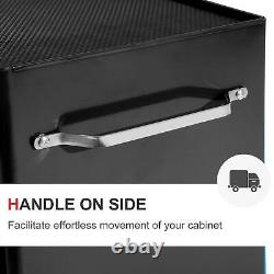 Armoire de rangement d'outils en acier verrouillable à 5 tiroirs HOMCOM avec roues, poignée et 2 clés - noir