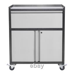 Armoire de rangement en acier verrouillable à 2 portes et 1 tiroir, coffre à outils, placard de garage