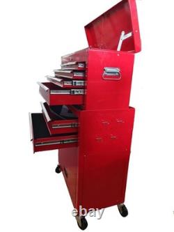Armoire roulante pour coffre à outils robuste avec tiroirs à roulement à billes, rouge pour garage