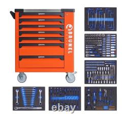 BRUNEL Coffre à outils sur roulettes à 7 tiroirs avec 6 tiroirs d’outils orange BRUNEL Coffre à outils sur roulettes à 7 tiroirs avec 6 tiroirs d’outils orange