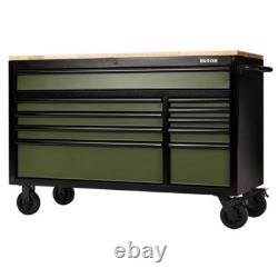 BUNKER Green Roller Tool Cabinet Workbench 10 Tiroirs 56 Acier 08236
