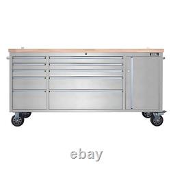Banc de travail en acier inoxydable avec chariot à outils à roulettes et tiroirs Excel 20, avec 2 armoires hautes