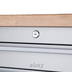 Banc de travail en acier inoxydable avec chariot à outils à roulettes et tiroirs Excel 20, avec 2 armoires hautes